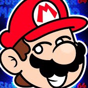Famous plumber with red hat, with the letter M on it, smugly smiling.